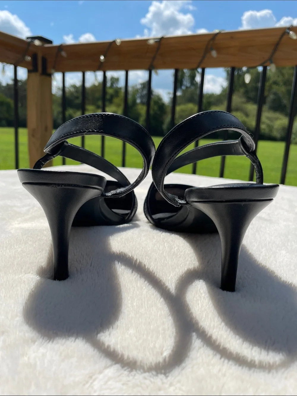 Calvin Klein Black Pointed Slingback Heels with Cross Strap